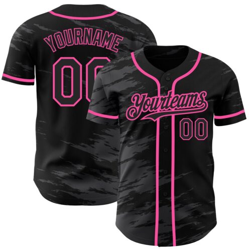 SplashedInk0003_ebf49f67-e052-432a-b912-72b4f8dc3990 Custom Black Steel Gray Splash Ink Pink Authentic Baseball Jersey