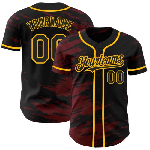 SplashedInk0008_7a2ef8c8-fb0c-453e-a2f4-42445d4d6608 Custom Black Crimson Splash Ink Gold Authentic Baseball Jersey