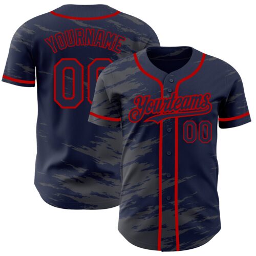 SplashedInk0010_6499bc01-da29-4776-858b-a3468d4eb2e8 Custom Navy Steel Gray Splash Ink Red Authentic Baseball Jersey