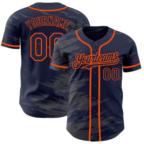 SplashedInk0011_08645c03-03f4-47a3-9522-b98329f45352 Custom Navy Steel Gray Splash Ink Orange Authentic Baseball Jersey