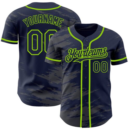 SplashedInk0013_cfec8def-f758-422d-bef5-32aadb974a08 Custom Navy Steel Gray Splash Ink Neon Green Authentic Baseball Jersey