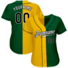 Custom Kelly Green Black-Yellow Authentic Split Fashion Baseball Jersey