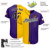 Custom Purple Black-Yellow Authentic Split Fashion Baseball Jersey