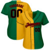 Custom Kelly Green Black-Yellow Authentic Split Fashion Baseball Jersey