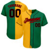 Custom Kelly Green Black-Yellow Authentic Split Fashion Baseball Jersey
