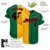 Custom Kelly Green Black-Yellow Authentic Split Fashion Baseball Jersey