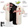 Custom Black Cream-Red Authentic Split Fashion Baseball Jersey