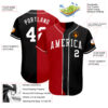 Custom Black White-Red Authentic Split Fashion Baseball Jersey