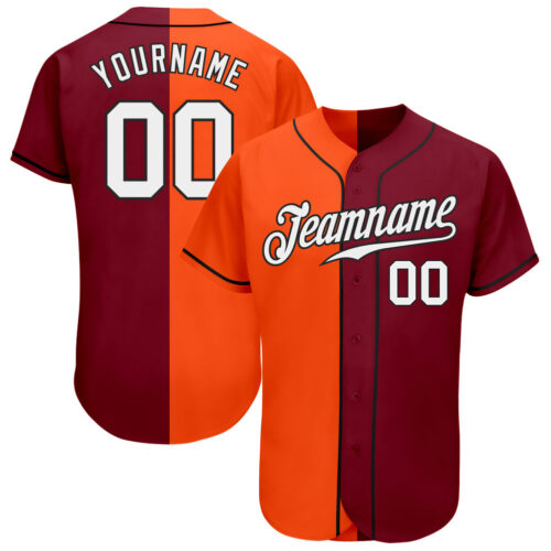 SplitF0563_48830c5b-dc92-4fec-88d8-6695d3ebef1e Custom Crimson White Orange-Black Authentic Split Fashion Baseball Jersey