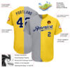 Custom Yellow Navy Gray-White Authentic Split Fashion Baseball Jersey