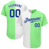 Custom Pea Green Royal-White Authentic Split Fashion Baseball Jersey