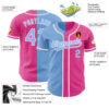 Custom Pink Light Blue-White Authentic Split Fashion Baseball Jersey