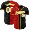 Custom Black White Red-Gold Authentic Split Fashion Baseball Jersey