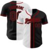 Custom Black Black White-Red Authentic Split Fashion Baseball Jersey