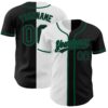 Custom Black Black White-Kelly Green Authentic Split Fashion Baseball Jersey