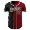 Custom Crimson Black-Cream Authentic Split Fashion Baseball Jersey