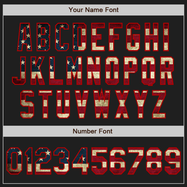 Custom Black Vintage USA Flag Gray-Red Authentic Split Fashion Baseball Jersey