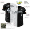 Custom Black White-Silver Pinstripe Authentic Split Fashion Baseball Jersey