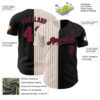 Custom Black Cream-Crimson Pinstripe Authentic Split Fashion Baseball Jersey