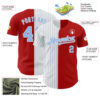 Custom Red White-Light Blue Pinstripe Authentic Split Fashion Baseball Jersey