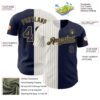 Custom Navy White-Old Gold Pinstripe Authentic Split Fashion Baseball Jersey