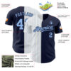 Custom Navy White-Light Blue Pinstripe Authentic Split Fashion Baseball Jersey