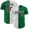Custom Kelly Green White-Black Pinstripe Authentic Split Fashion Baseball Jersey