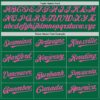Custom Kelly Green White-Pink Pinstripe Authentic Split Fashion Baseball Jersey