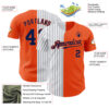 Custom Orange White-Navy Pinstripe Authentic Split Fashion Baseball Jersey