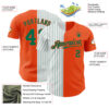 Custom Orange White-Kelly Green Pinstripe Authentic Split Fashion Baseball Jersey