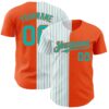 Custom Orange White-Aqua Pinstripe Authentic Split Fashion Baseball Jersey