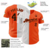 Custom Orange White-Brown Pinstripe Authentic Split Fashion Baseball Jersey