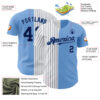 Custom Light Blue White-Navy Pinstripe Authentic Split Fashion Baseball Jersey