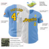 Custom Light Blue Yellow-Black Pinstripe Authentic Split Fashion Baseball Jersey