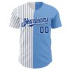 Custom Light Blue White-Royal Pinstripe Authentic Split Fashion Baseball Jersey