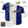 Custom Royal White-Old Gold Pinstripe Authentic Split Fashion Baseball Jersey