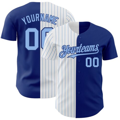 SplitF0737 Custom Royal White-Light Blue Pinstripe Authentic Split Fashion Baseball Jersey