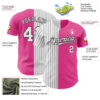 Custom Pink White-Black Pinstripe Authentic Split Fashion Baseball Jersey