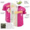 Custom Pink White-Gold Pinstripe Authentic Split Fashion Baseball Jersey