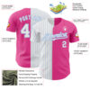 Custom Pink White-Light Blue Pinstripe Authentic Split Fashion Baseball Jersey