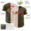 Custom Olive Camo Cream-Red Pinstripe Authentic Split Fashion Salute To Service Baseball Jersey