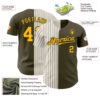 Custom Olive Gold Cream-Black Pinstripe Authentic Split Fashion Salute To Service Baseball Jersey