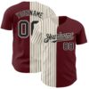 Custom Burgundy Cream-Black Pinstripe Authentic Split Fashion Baseball Jersey