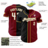 Custom Crimson Black-Old Gold Authentic Split Fashion Baseball Jersey
