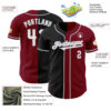 Custom Crimson Black-Gray Authentic Split Fashion Baseball Jersey