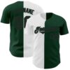 Custom Green Black-White Authentic Split Fashion Baseball Jersey