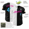 Custom Black Sky Blue Deep Pink-White Authentic Split Fashion Baseball Jersey