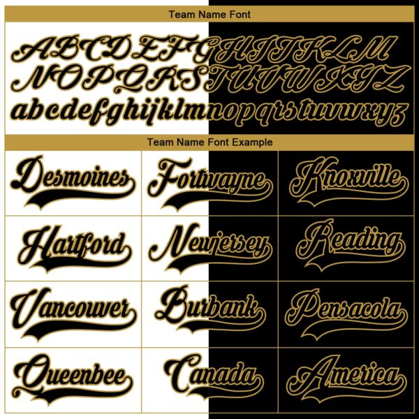 Custom Black Old Gold-White Split Fashion Hockey Lace Neck Jersey