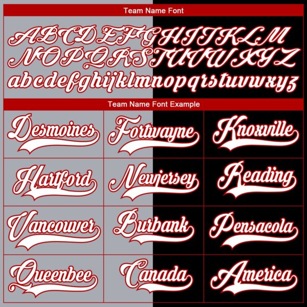 Custom Black Red Gray-White Split Fashion Hockey Lace Neck Jersey