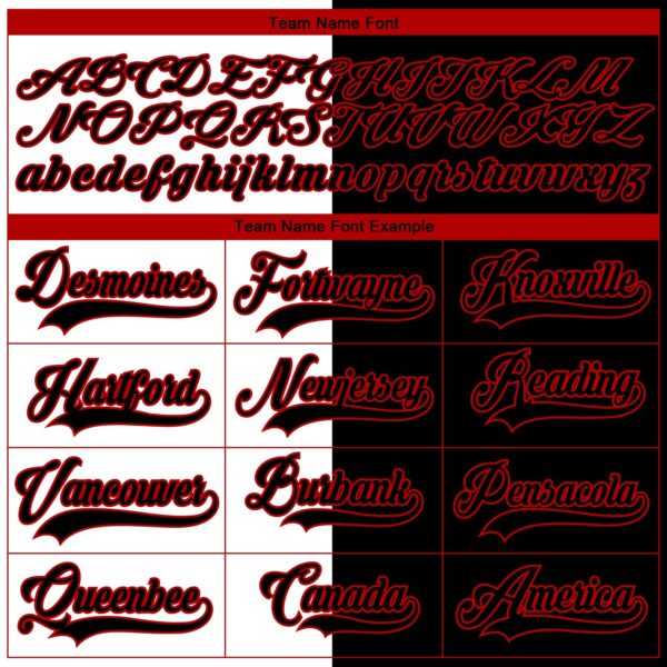 Custom Black Red-White Split Fashion Hockey Lace Neck Jersey